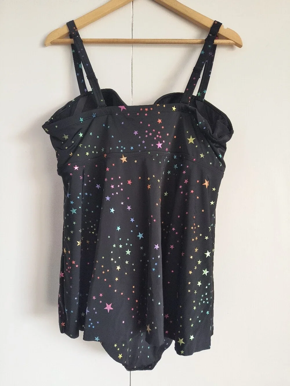 Torrid Black Rainbow Star Plus Swim Suit One Piece Dress Sz 1 D/DD - Picture 3 of 6